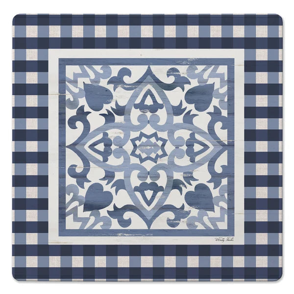 Azul/Gris – Salvamanteles de cuero PVC