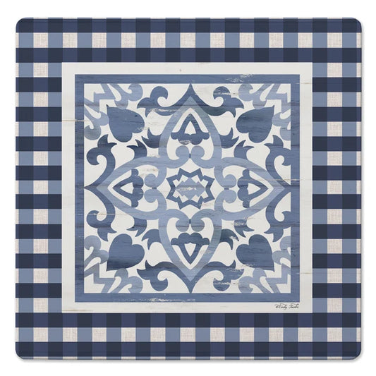 Azul/Gris – Salvamanteles de cuero PVC