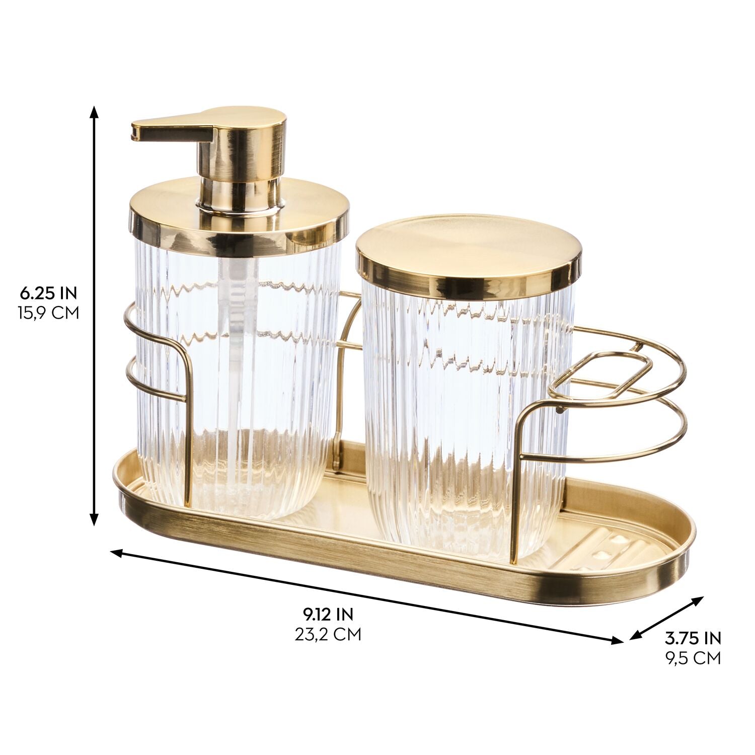 Soap Pump, Canister, Cage TB Holder Gold