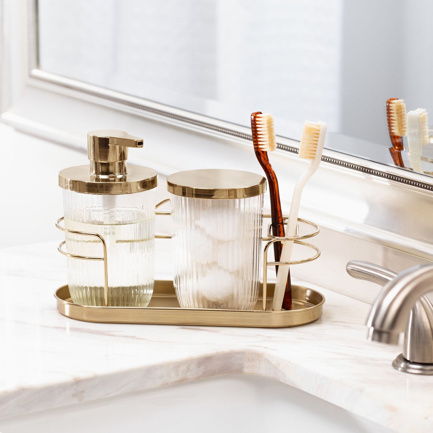 Soap Pump, Canister, Cage TB Holder Gold