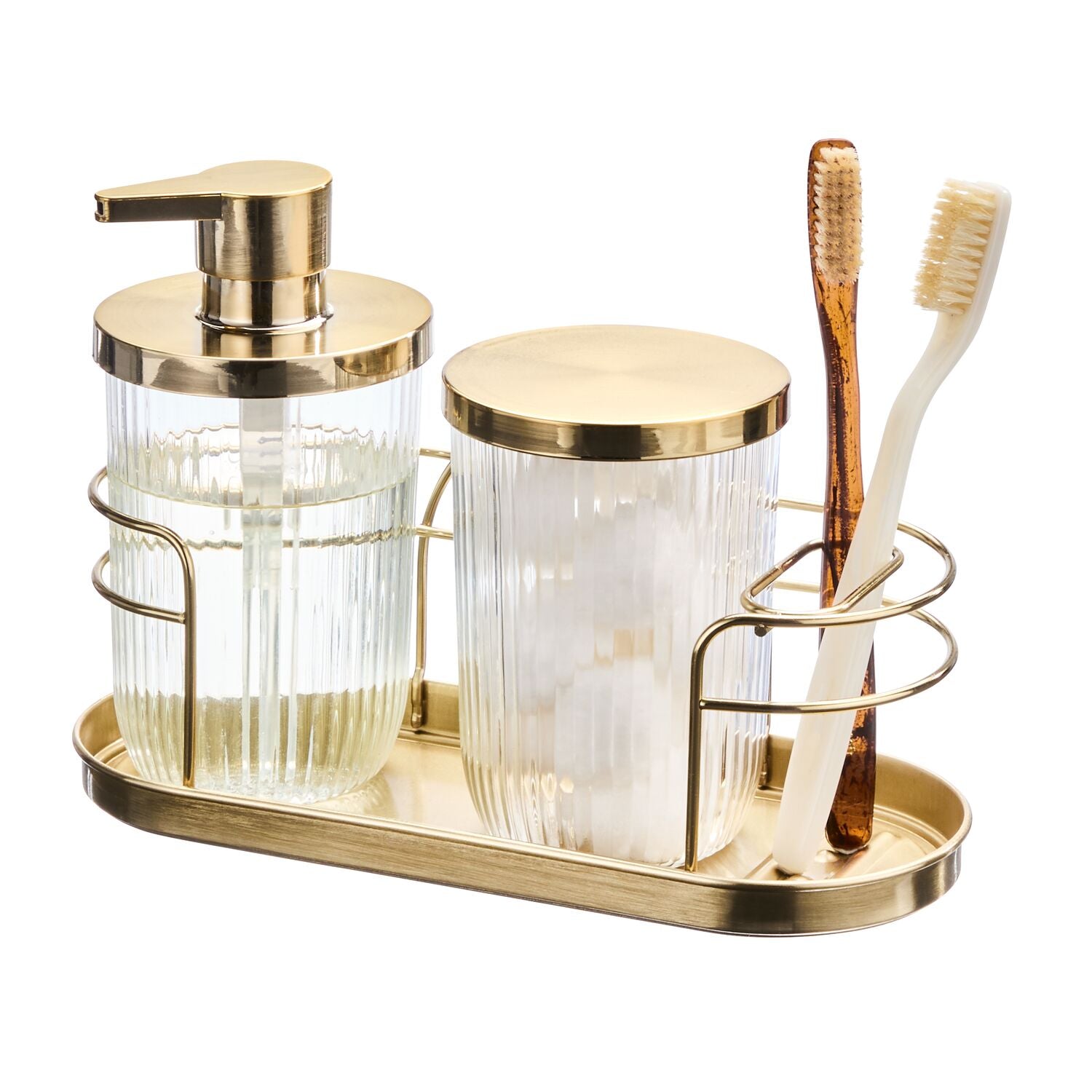 Soap Pump, Canister, Cage TB Holder Gold