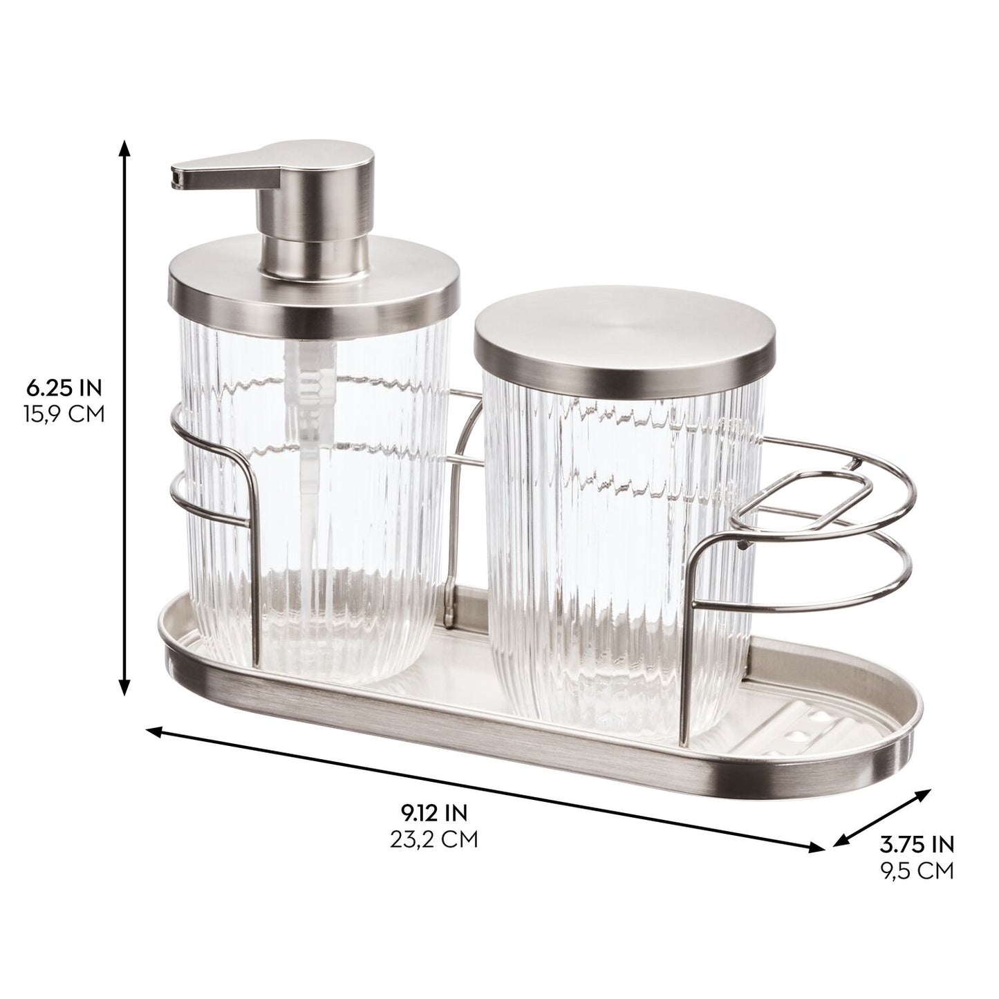 Soap Pump, Canister, Cage TB Holder  Silver