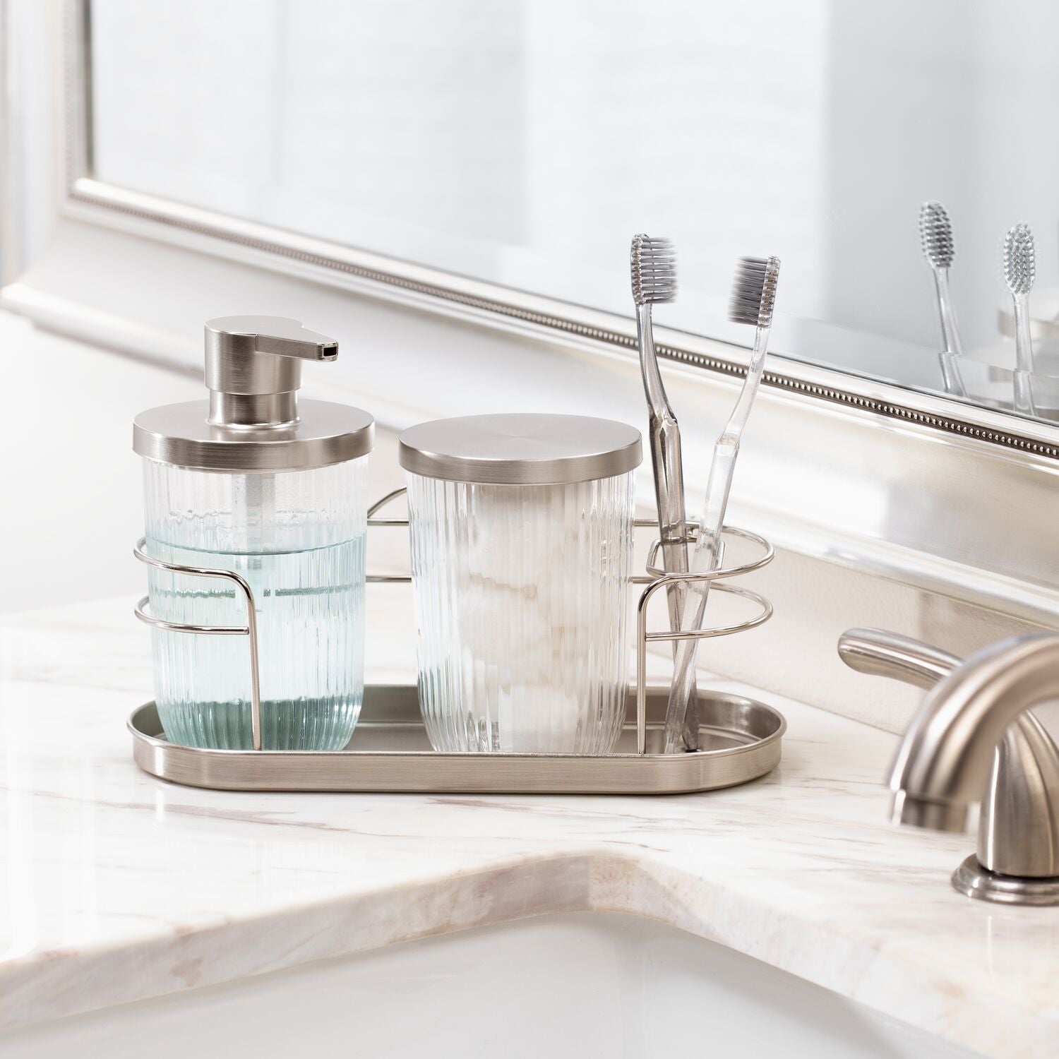 Soap Pump, Canister, Cage TB Holder  Silver