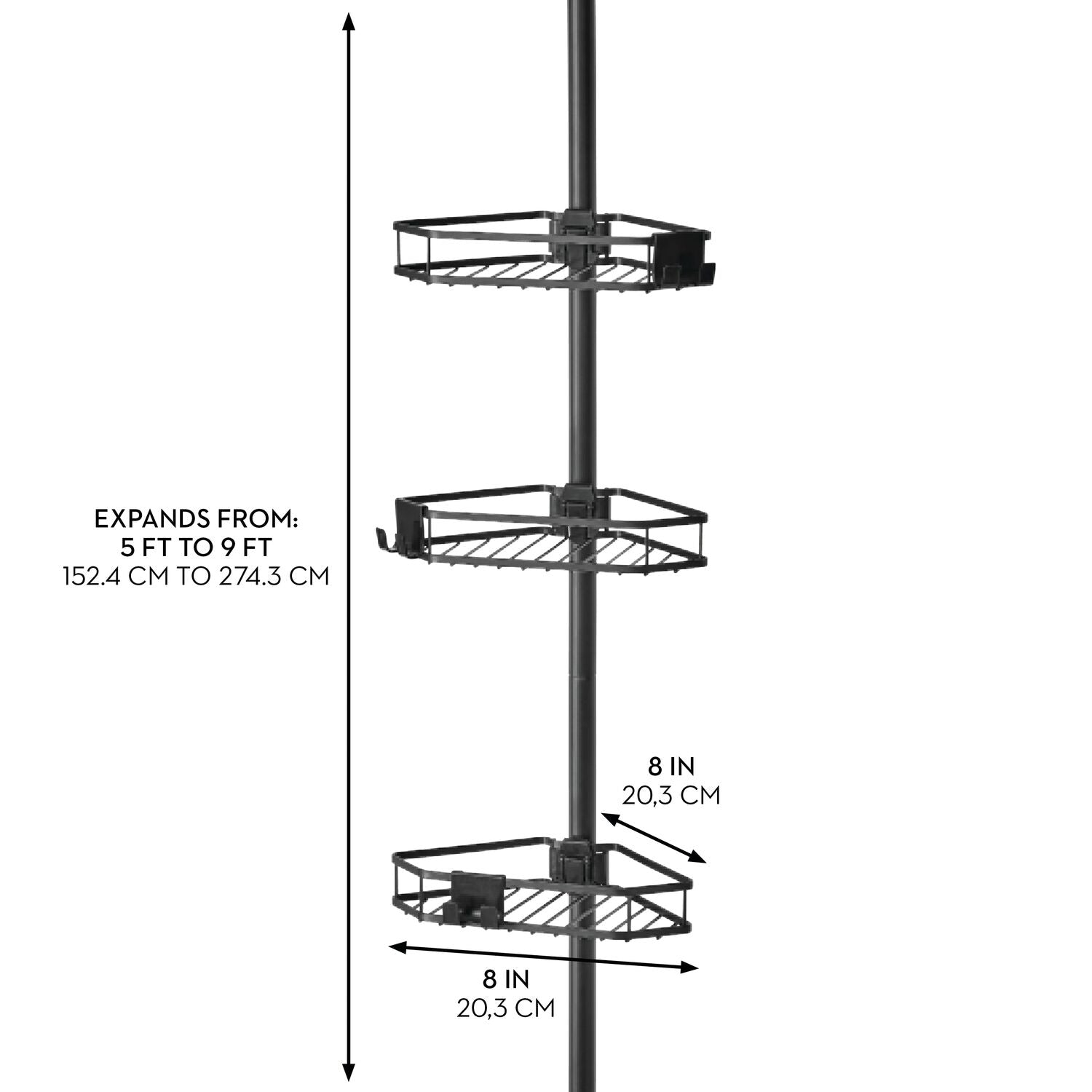 Flat Wire Tension Pole Caddy Black