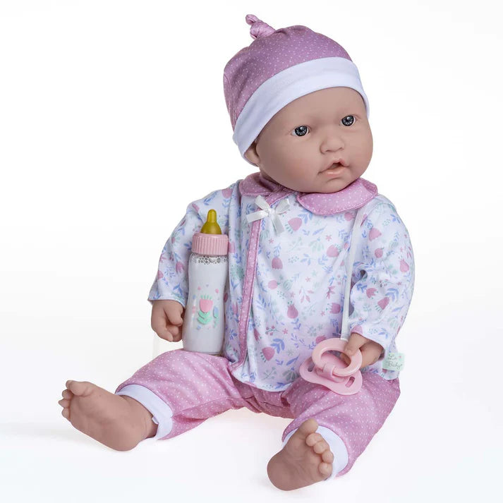 La Baby ® 20" Soft Body Baby Doll White/Pink 2 Piece Outfit w/ Pacifier & Magic Bottle