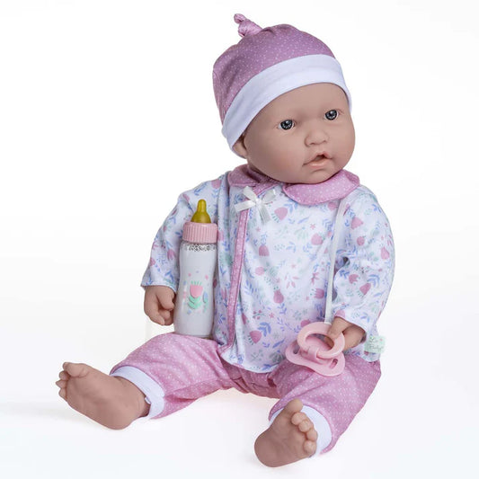 La Baby ® 20" Soft Body Baby Doll White/Pink 2 Piece Outfit w/ Pacifier & Magic Bottle