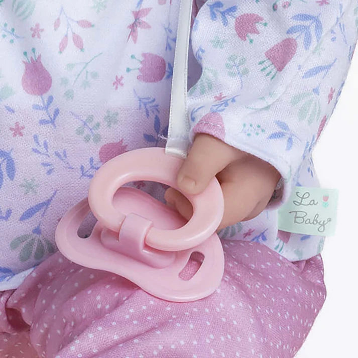 La Baby ® 20" Soft Body Baby Doll White/Pink 2 Piece Outfit w/ Pacifier & Magic Bottle