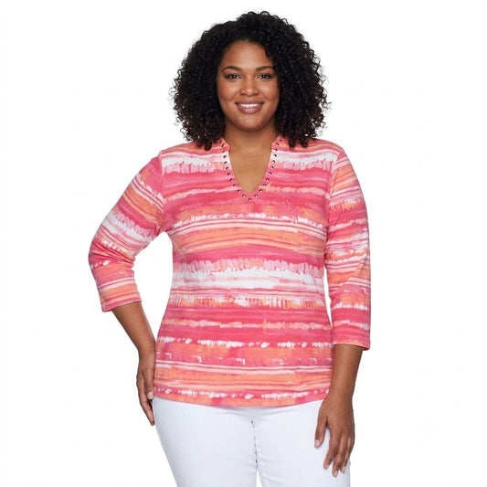Blusa con diseño de lineas Fucsia Multicolor Ruby Rd X