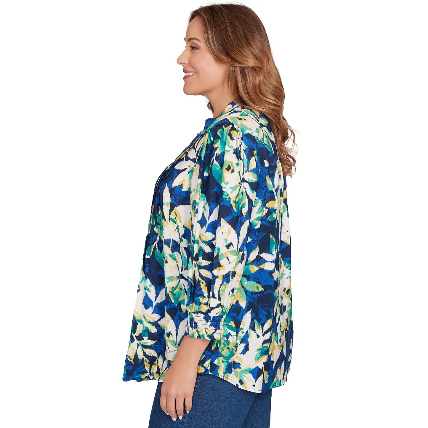 Plus Floral Silky Voile Button Down Blouse  - Ruby Rd
