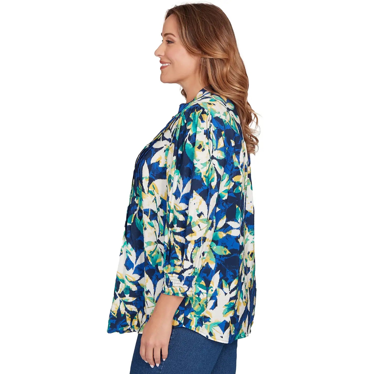 Plus Floral Silky Voile Button Down Blouse  - Ruby Rd