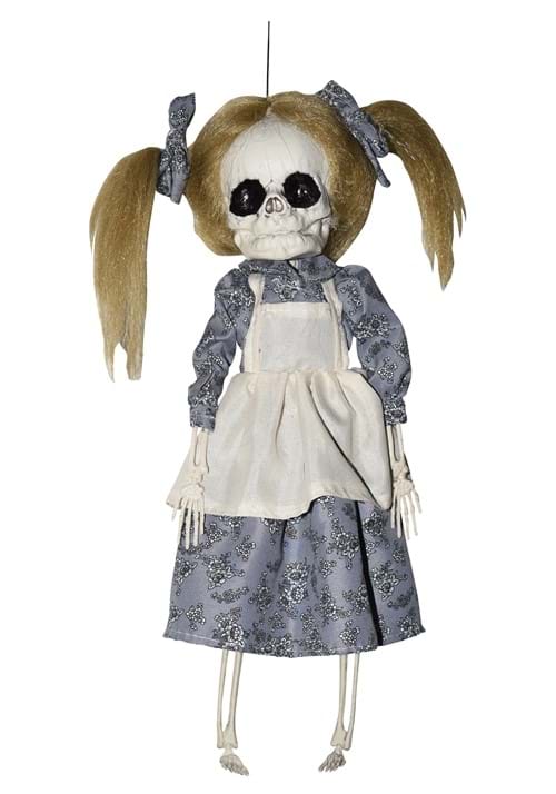 16" Hanging Skeleton Girl with Hair