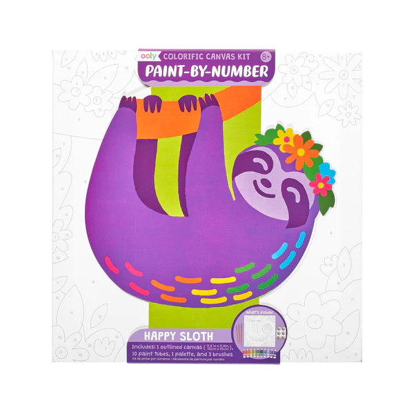 Colorific Canvas Paint by Number Kit - Happy Sloth