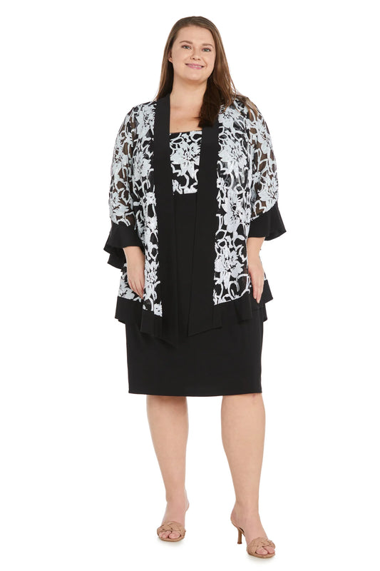 Sequin Floral Printed Jacket Dress - Plus - RM Richards