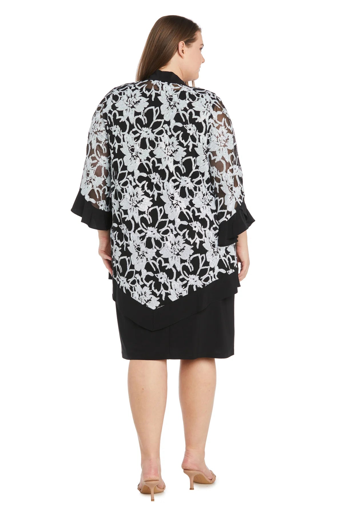 Sequin Floral Printed Jacket Dress - Plus - RM Richards
