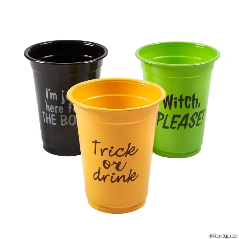 16 oz. Halloween Party Sayings Disposable Plastic Cups
