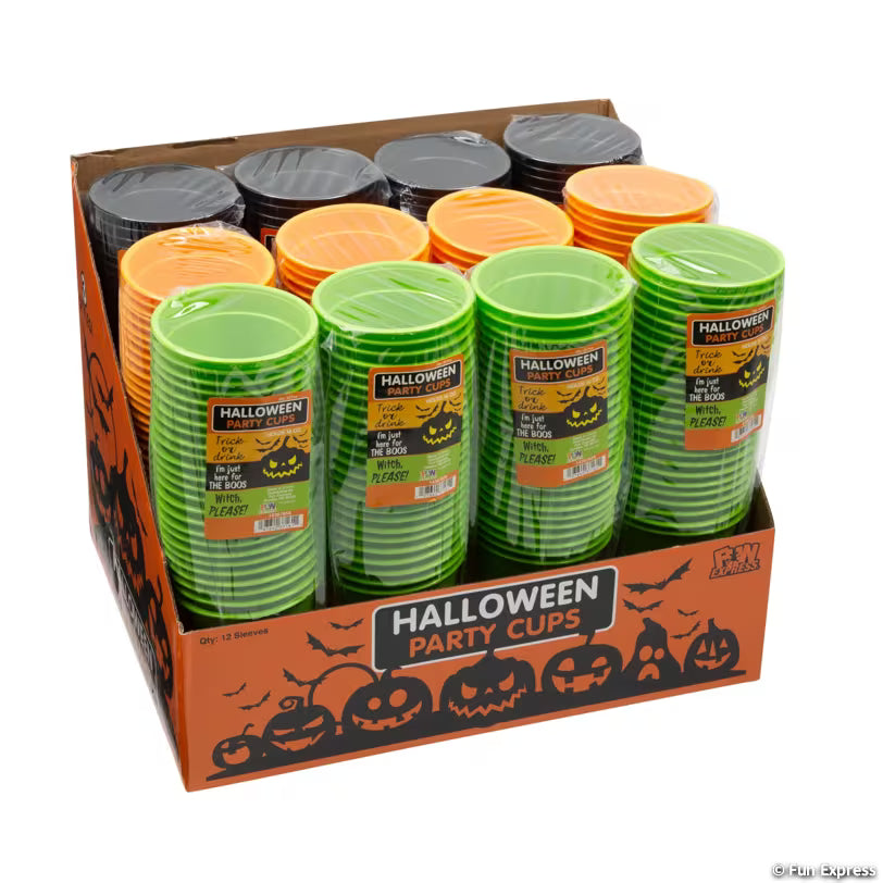16 oz. Halloween Party Sayings Disposable Plastic Cups