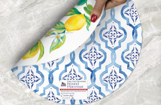 Lovely Lemons Round Reversible Placemat