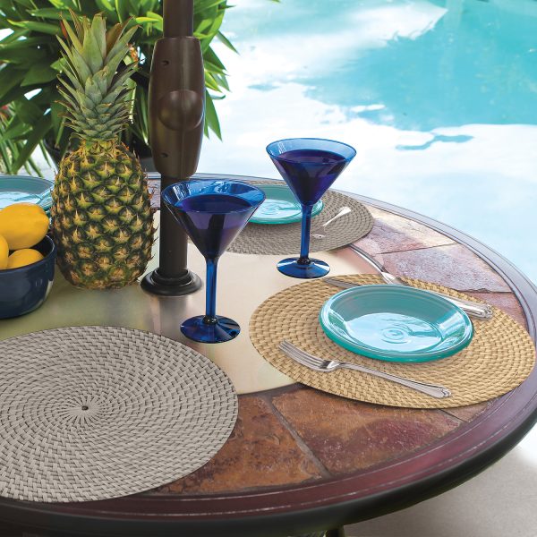 Taupe Faux Basketweave Round Reversible Placemat