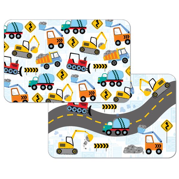 Camiones de construcción para niños - Mantel individual reversible de fácil cuidado