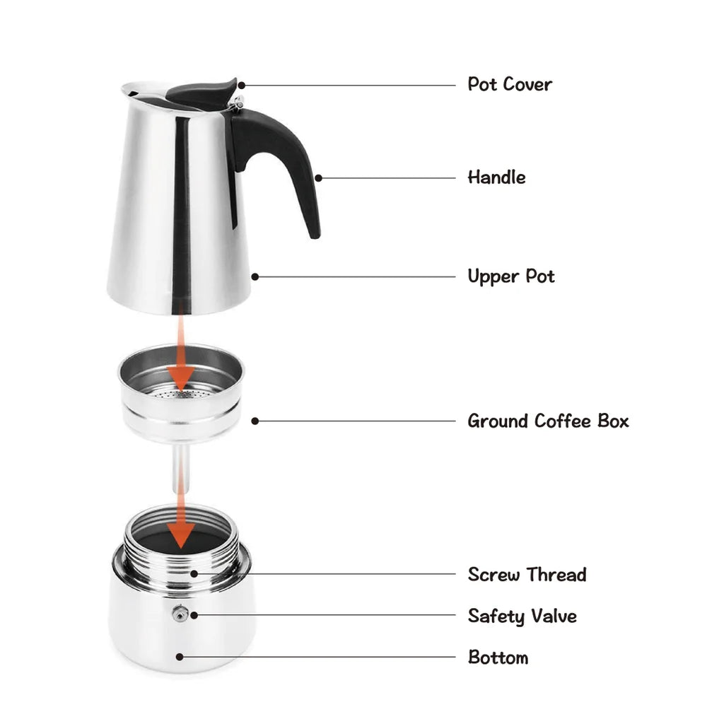 6-Cup S.S. Espresso Coffee Maker