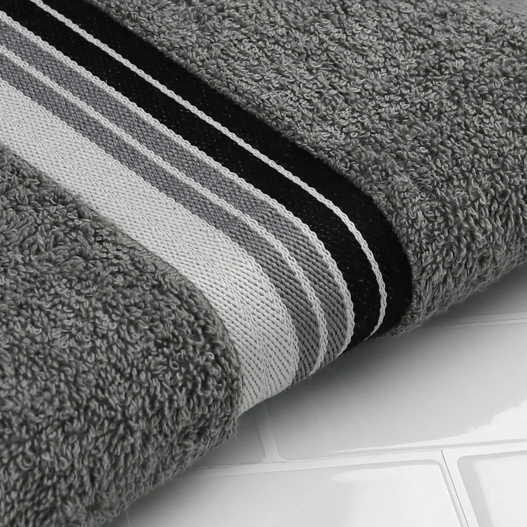 Bath Towel Ombre Stripe Light School Grey 27x52