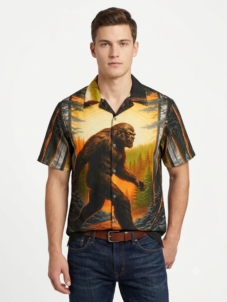 Poly Print Hawaiian Shirts BIGFOOT BROWN
