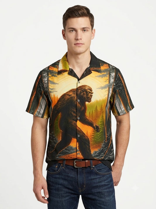 Poly Print Hawaiian Shirts BIGFOOT BROWN