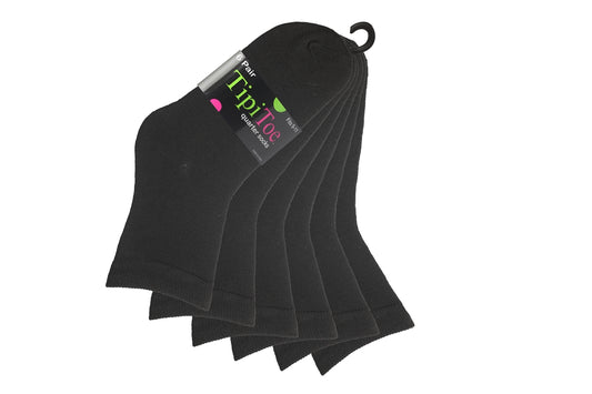 Women's 6 Pairs per Pack Black Quarter Socks