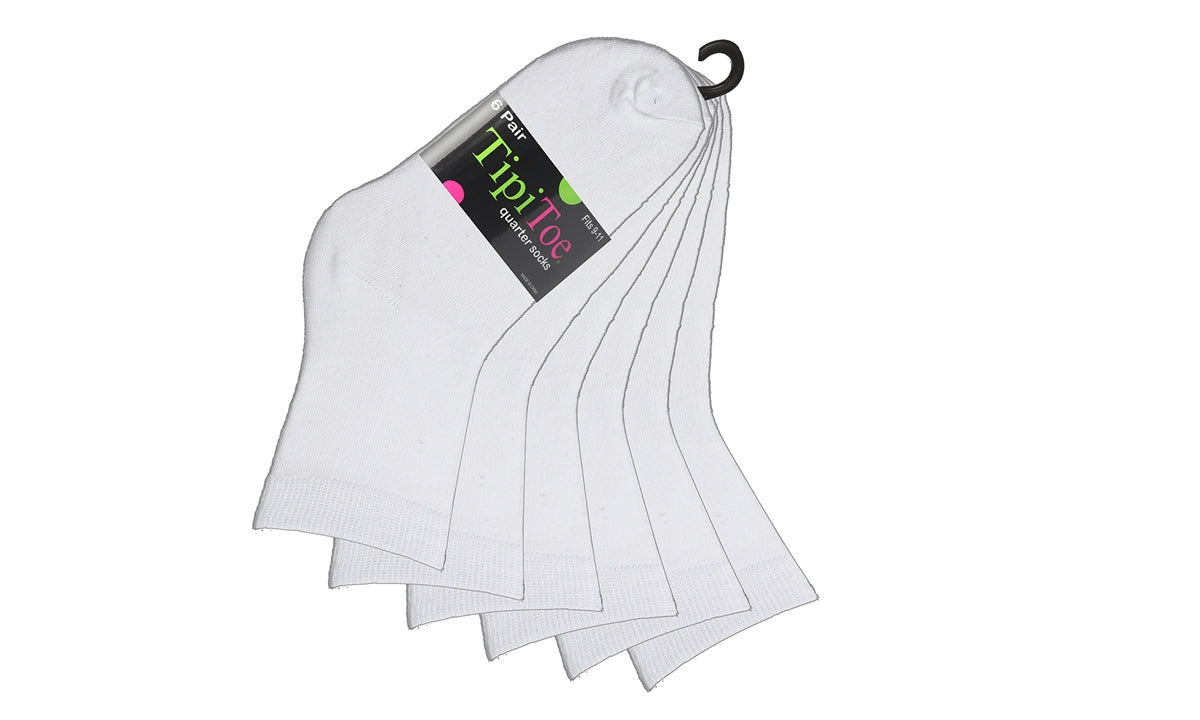Women's 6 Pairs per Pack White Quarter Socks