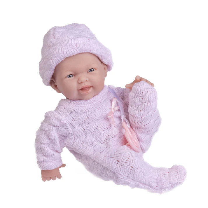 Mini La Newborn All Vinyl 9.5 inches Real Girl Baby Doll dressed in Pink
