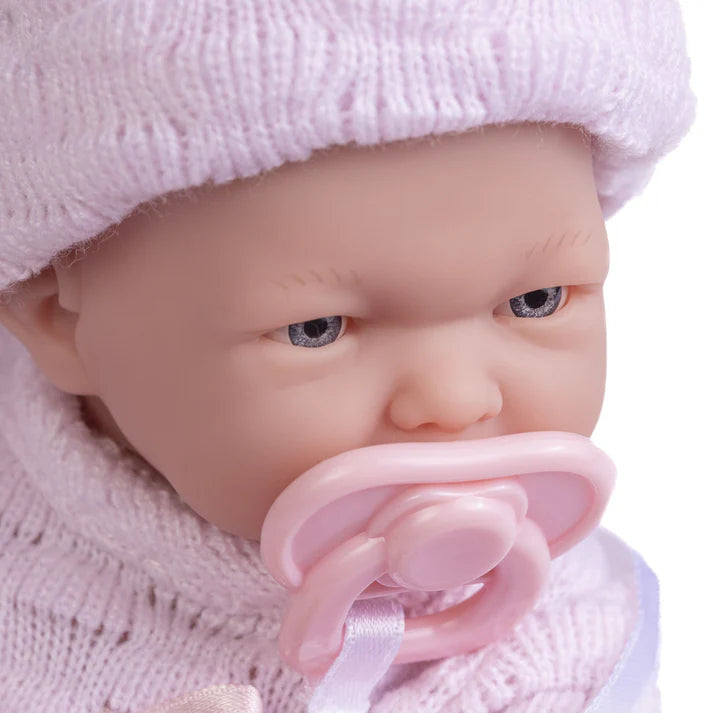 Mini La Newborn All Vinyl 9.5 inches Real Girl Baby Doll dressed in Pink