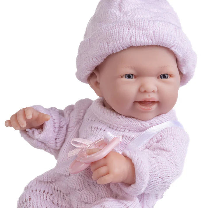 Mini La Newborn All Vinyl 9.5 inches Real Girl Baby Doll dressed in Pink