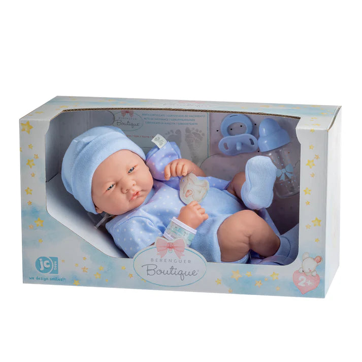 La Newborn Boutique 14 Inch Real Boy Baby Doll-Blue Outfit 9 Pcs Set