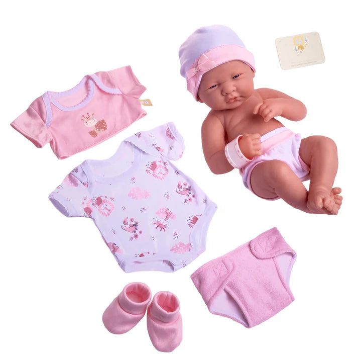 La Newborn Nursery 8 piece Layette Pink Baby Doll Gift Set 14 inch Lifelike Newborn Doll-Accessories-Ages 2+