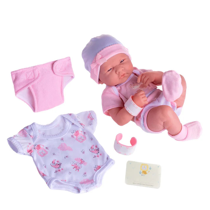 La Newborn Nursery 8 piece Layette Pink Baby Doll Gift Set 14 inch Lifelike Newborn Doll-Accessories-Ages 2+