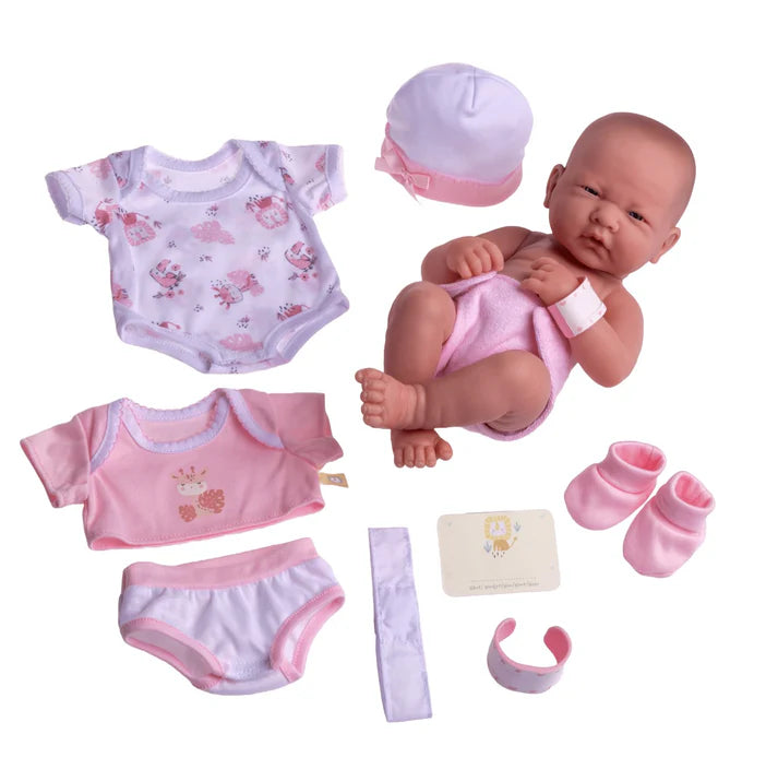 La Newborn Nursery 8 piece Layette Pink Baby Doll Gift Set 14 inch Lifelike Newborn Doll-Accessories-Ages 2+