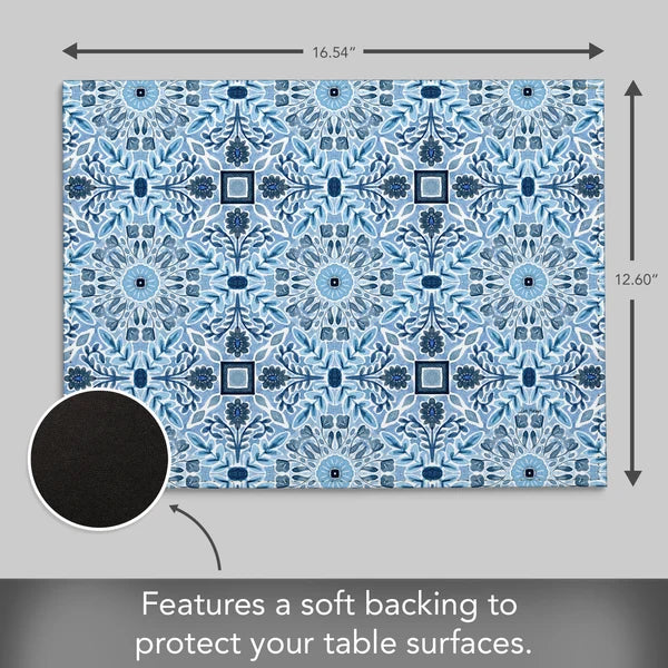 Azul/Gris – Salvamanteles de cuero PVC
