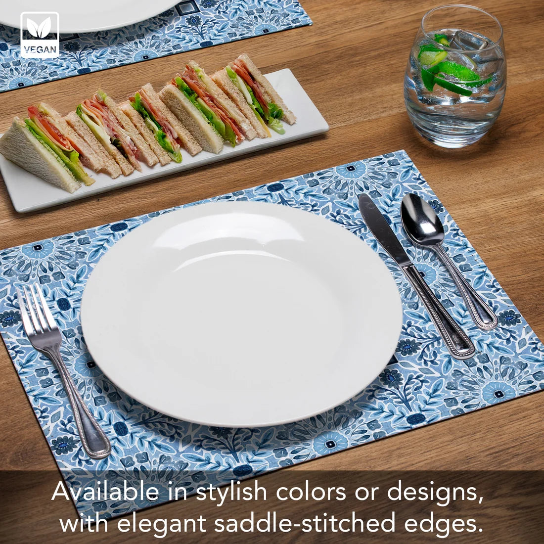 Azul/Gris – Salvamanteles de cuero PVC