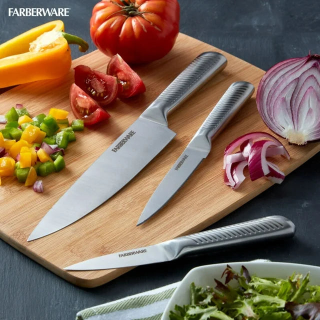 3-piece Forged Textured Stainless Steel Knife Set