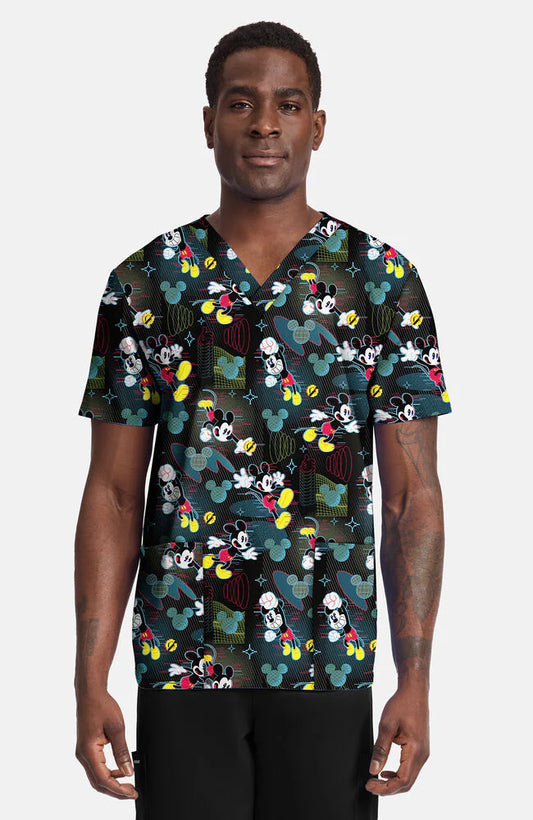 Men's Print V-Neck Top Digital Mickey