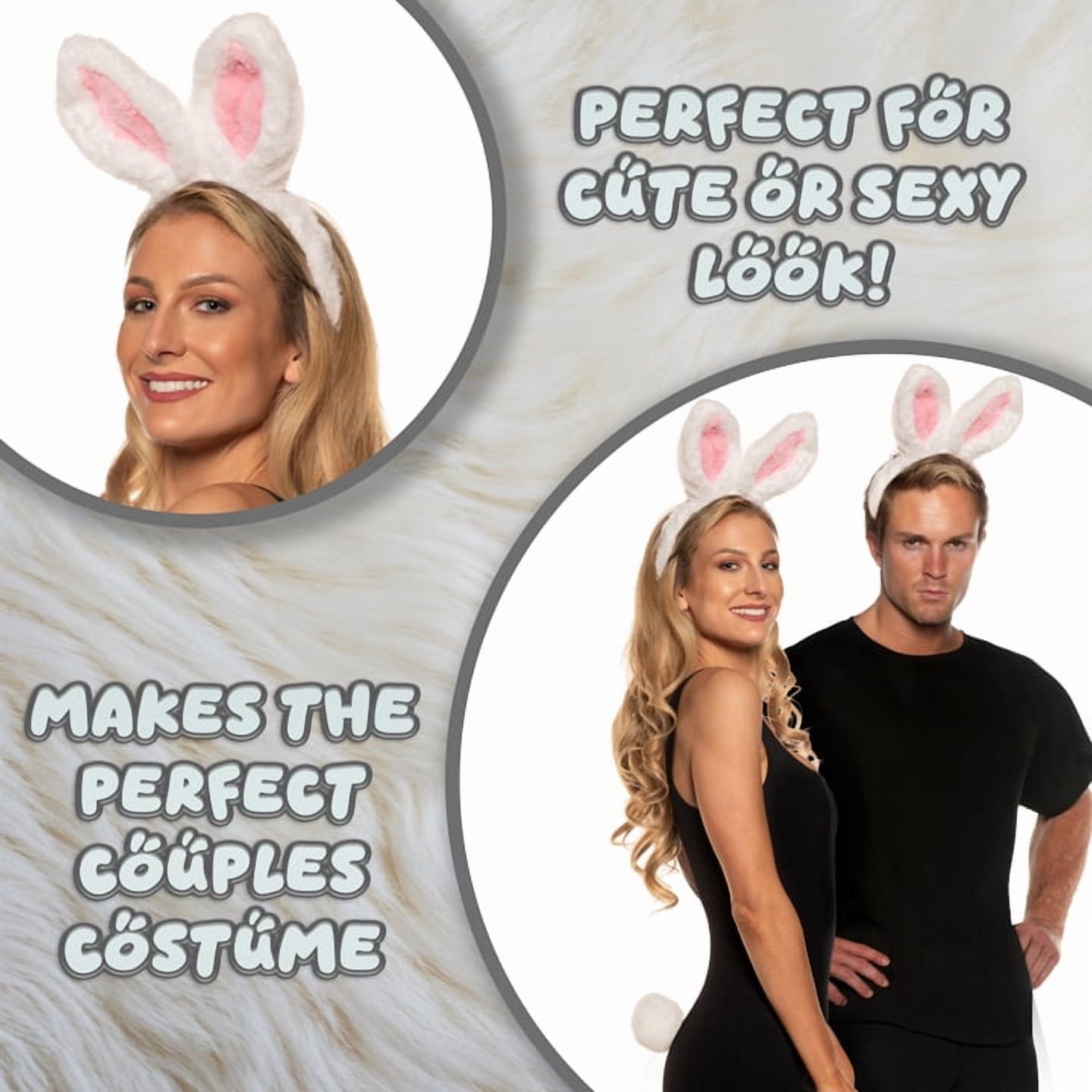 White Rabbit Ear and Tail Set