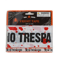 Fright Tape 30 Feet on 12pc Tcd/Polybag w/Cello Sleeve White-NO TRESPASSING