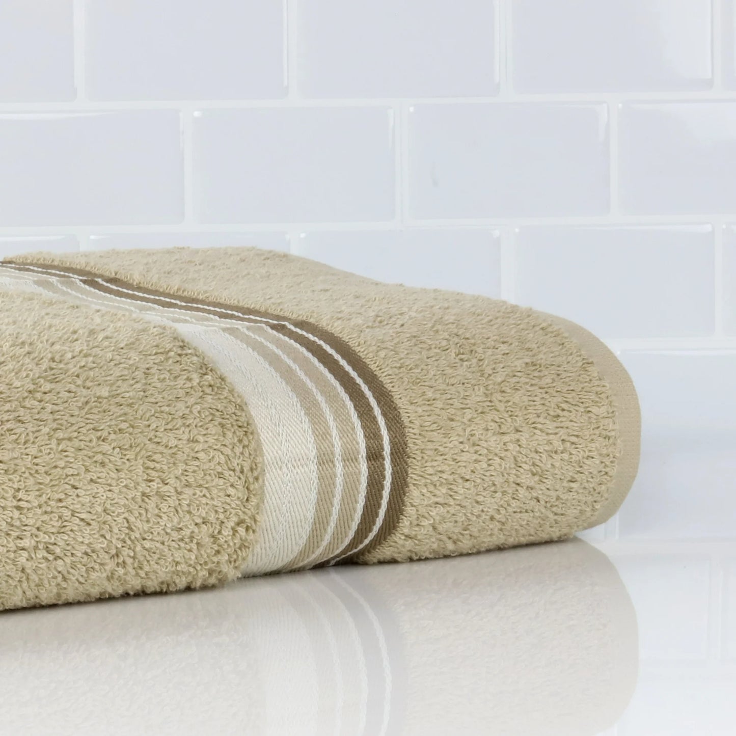 Bath Towel Ombre Stripe Valenjo Tan 27x52