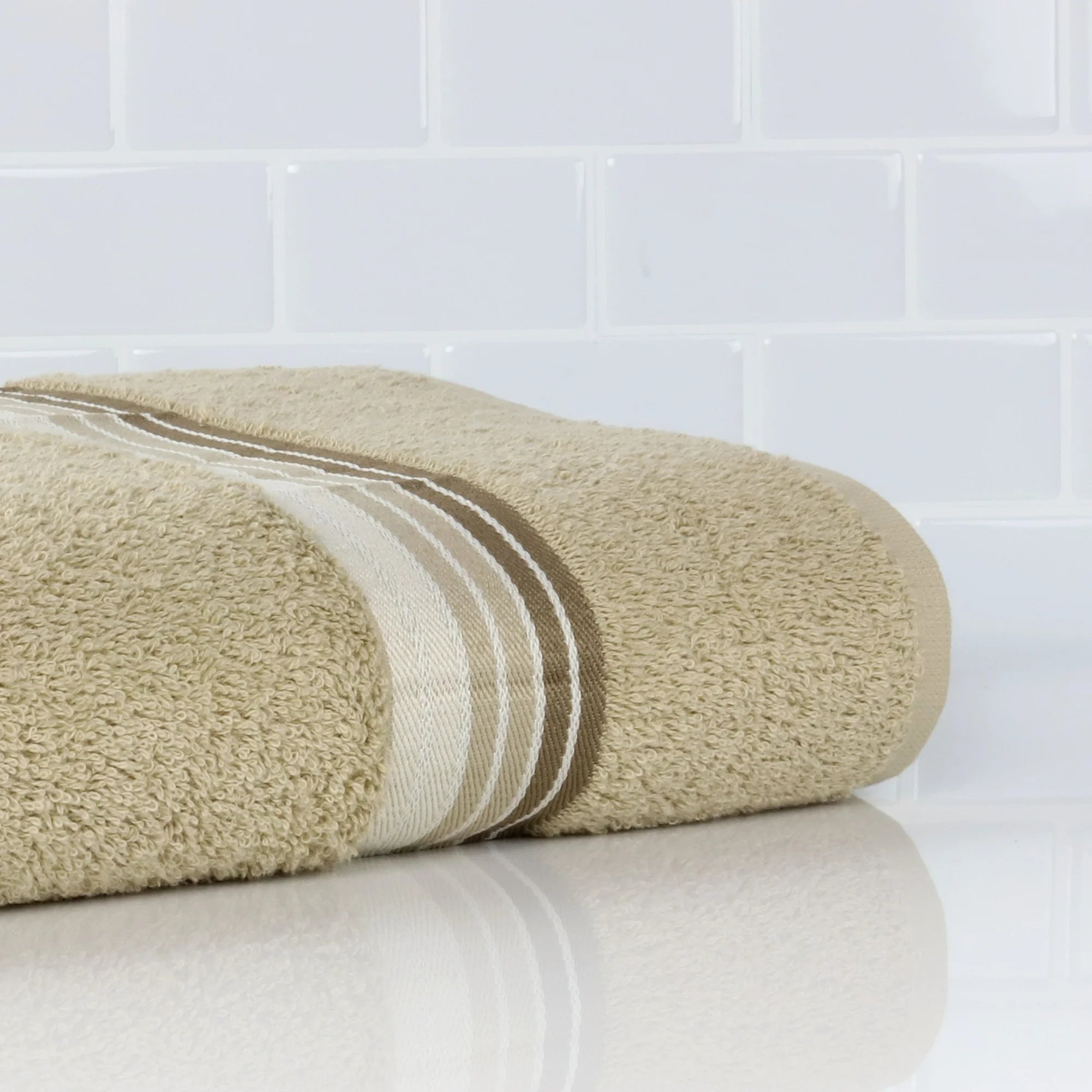 Bath Towel Ombre Stripe Valenjo Tan 27x52