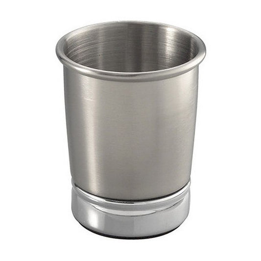 York Bathroom Tumbler: Brushed Stainless Steel/Chrome