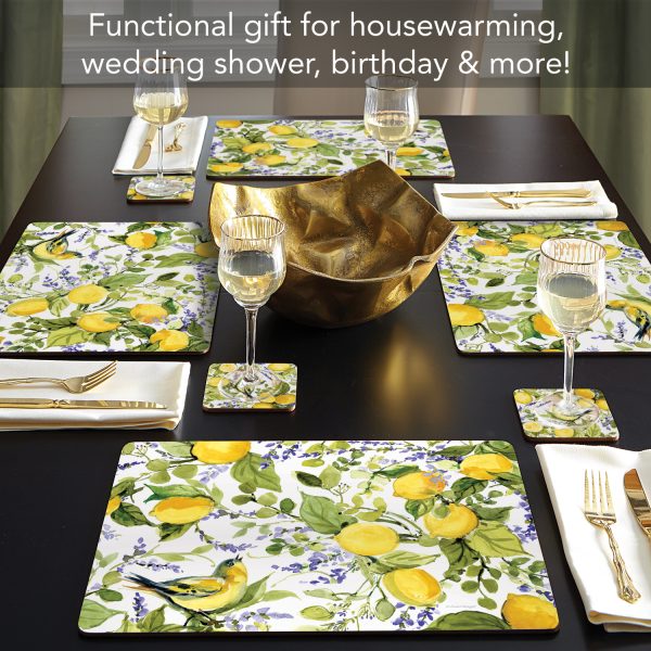 Watercolor Lemons – Hardboard Cork-back Placemats-Set of 4