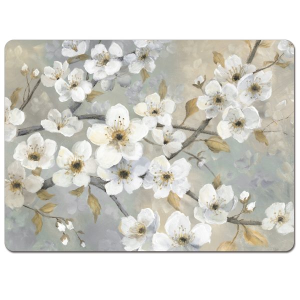 Blossoms Hardboard Cork-Back Placemats  Set 4