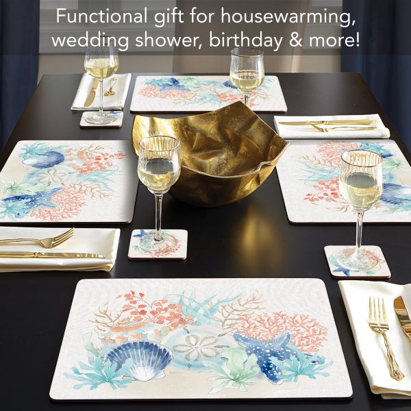 Seaside – Hardboard Cork-back Placemats-Boxed Set 4Pk