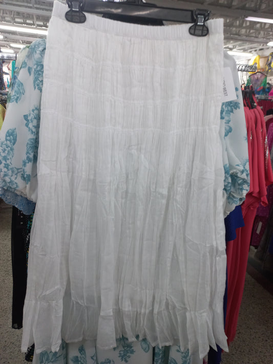 Cotton Skirt With Poly Knit Lining White