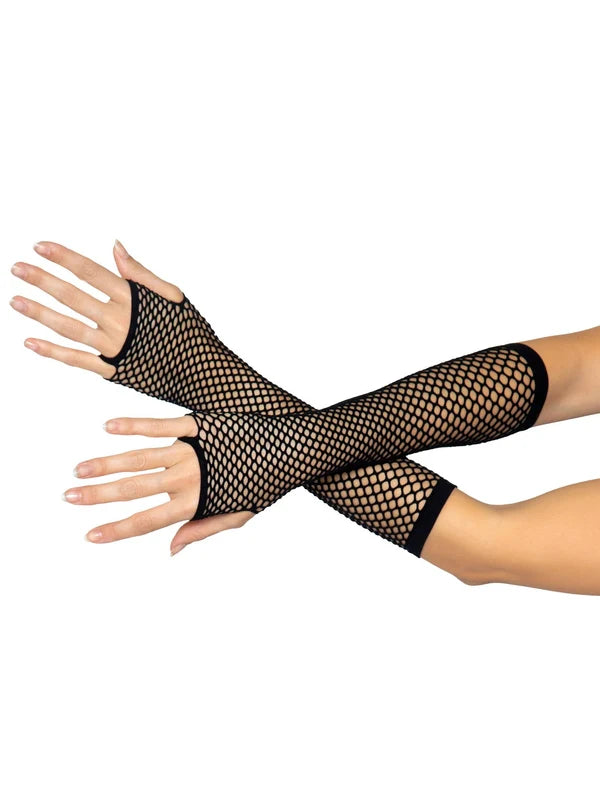 Triangle Net Fingerless Arm Warmer Gloves Black